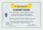 Certifikát pre ŽP Podbrezová od Slovenských rekordov